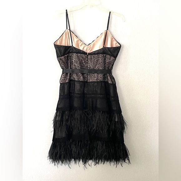NWOT BCBG MaxAzria Black Lace and Feather Tiered Evening Dress - Picture 7 of 13